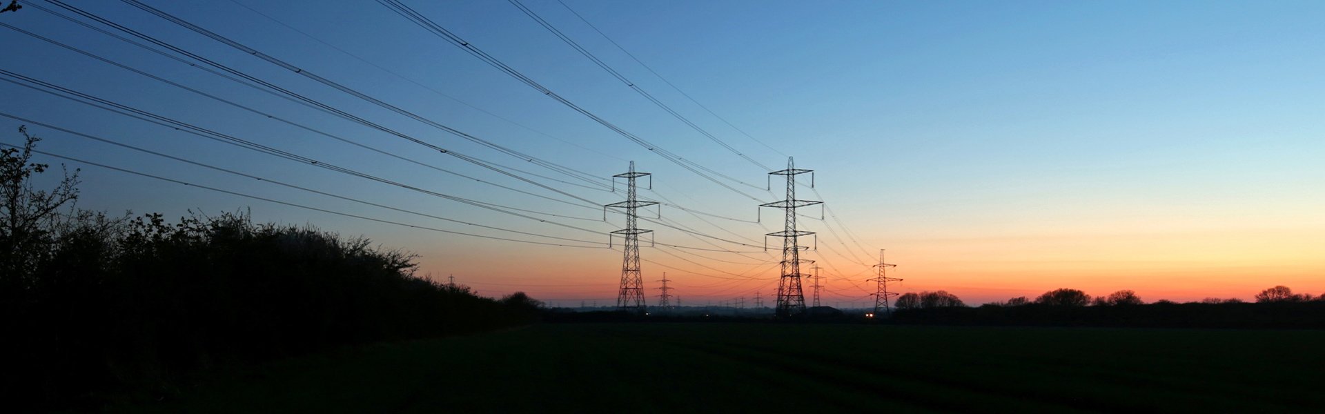 Power lines at sunset